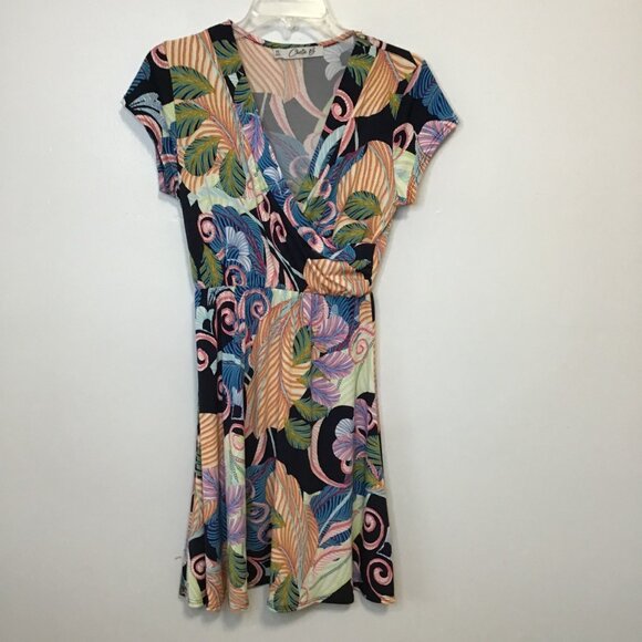 Chetta B Tropical Patterned V-Neck Dress Size XS - Picture 8 of 9